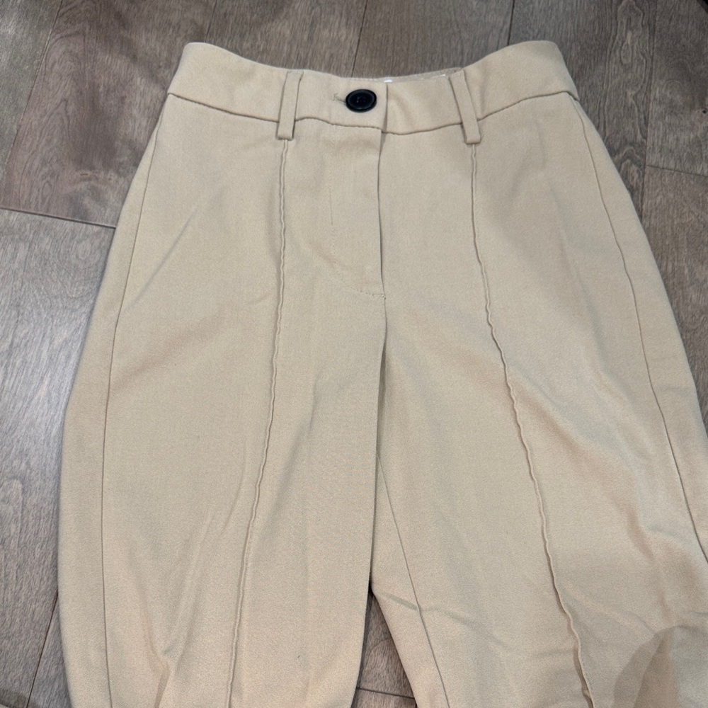 Bershka Light Beige Tailored Trousers